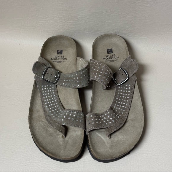 WHITE MOUNTAIN 'Rhinestone COASTER' Women's Leather Sandal Sz8M - Picture 1 of 5